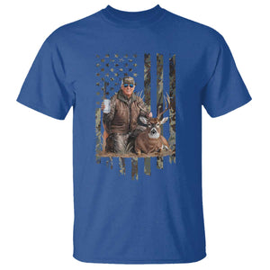 Trump Camo Deer Hunting T Shirt Hunter Beer Drinking Camouflage USA Flag Retro Vintage TS02 Royal Blue Print Your Wear