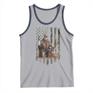 Trump Camo Deer Hunting Tank Top Hunter Beer Drinking Camouflage USA Flag Retro Vintage TS02 Athletic Heather Navy Print Your Wear