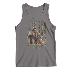 Trump Camo Deer Hunting Tank Top Hunter Beer Drinking Camouflage USA Flag Retro Vintage TS02 Deep Heather Print Your Wear