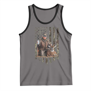 Trump Camo Deer Hunting Tank Top Hunter Beer Drinking Camouflage USA Flag Retro Vintage TS02 Deep Heather Black Print Your Wear