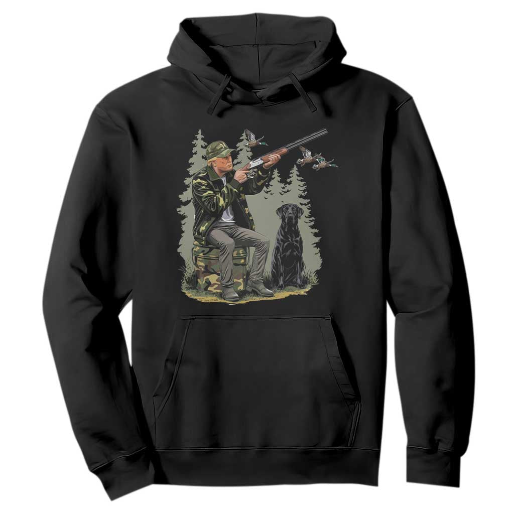 Trump Duck Hunting Hoodie Camo Hunter With Black Labrador Retriever Hunting Season TS02 Black Print Your Wear