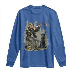 Trump Duck Hunting Long Sleeve Shirt Camo Hunter With Black Labrador Retriever Hunting Season TS02 Royal Blue Print Your Wear