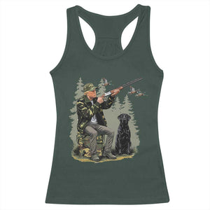 Trump Duck Hunting Racerback Tank Top Camo Hunter With Black Labrador Retriever Hunting Season TS02 Dark Forest Green Print Your Wear