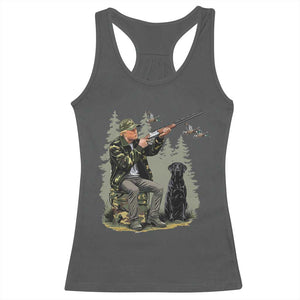 Trump Duck Hunting Racerback Tank Top Camo Hunter With Black Labrador Retriever Hunting Season TS02 Dark Heather Print Your Wear