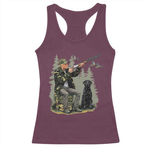 Trump Duck Hunting Racerback Tank Top Camo Hunter With Black Labrador Retriever Hunting Season TS02 Maroon Print Your Wear