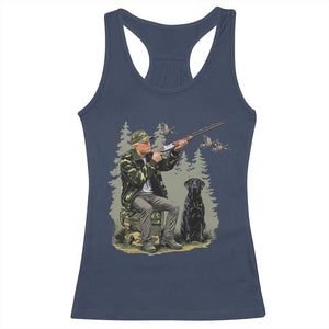 Trump Duck Hunting Racerback Tank Top Camo Hunter With Black Labrador Retriever Hunting Season TS02 Navy Print Your Wear