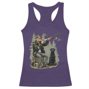 Trump Duck Hunting Racerback Tank Top Camo Hunter With Black Labrador Retriever Hunting Season TS02 Purple Print Your Wear