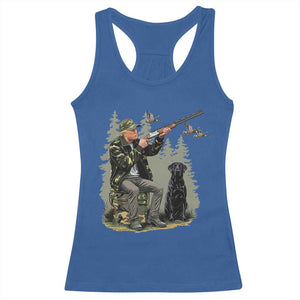 Trump Duck Hunting Racerback Tank Top Camo Hunter With Black Labrador Retriever Hunting Season TS02 Royal Blue Print Your Wear