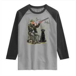 Trump Duck Hunting Raglan Shirt Camo Hunter With Black Labrador Retriever Hunting Season TS02 Sport Gray Black Print Your Wear