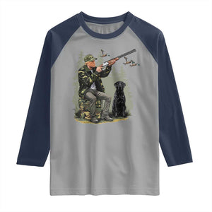 Trump Duck Hunting Raglan Shirt Camo Hunter With Black Labrador Retriever Hunting Season TS02 Sport Gray Navy Print Your Wear