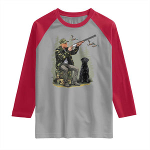 Trump Duck Hunting Raglan Shirt Camo Hunter With Black Labrador Retriever Hunting Season TS02 Sport Gray Red Print Your Wear