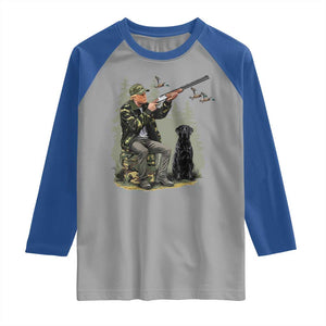 Trump Duck Hunting Raglan Shirt Camo Hunter With Black Labrador Retriever Hunting Season TS02 Sport Gray Royal Print Your Wear