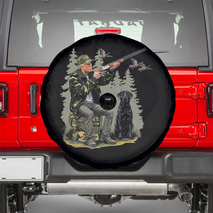 Trump Duck Hunting Spare Tire Cover Camo Hunter With Black Labrador Retriever Hunting Season TS02 Black Print Your Wear