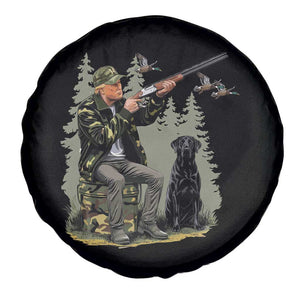 Trump Duck Hunting Spare Tire Cover Camo Hunter With Black Labrador Retriever Hunting Season TS02 Print Your Wear