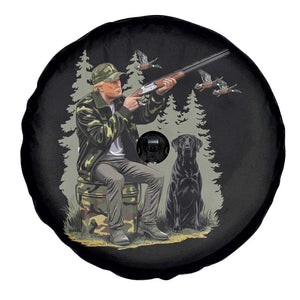 Trump Duck Hunting Spare Tire Cover Camo Hunter With Black Labrador Retriever Hunting Season TS02 Print Your Wear