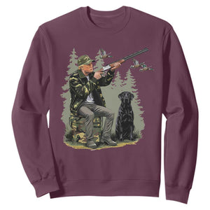 Trump Duck Hunting Sweatshirt Camo Hunter With Black Labrador Retriever Hunting Season TS02 Maroon Print Your Wear