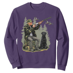 Trump Duck Hunting Sweatshirt Camo Hunter With Black Labrador Retriever Hunting Season TS02 Purple Print Your Wear