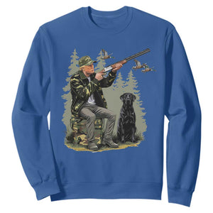 Trump Duck Hunting Sweatshirt Camo Hunter With Black Labrador Retriever Hunting Season TS02 Royal Blue Print Your Wear