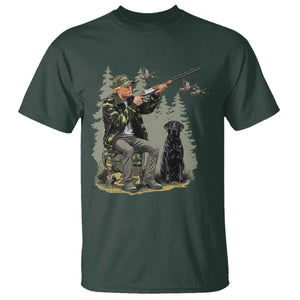 Trump Duck Hunting T Shirt Camo Hunter With Black Labrador Retriever Hunting Season TS02 Dark Forest Green Print Your Wear