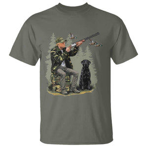 Trump Duck Hunting T Shirt Camo Hunter With Black Labrador Retriever Hunting Season TS02 Military Green Print Your Wear