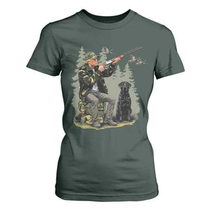 Trump Duck Hunting T Shirt For Women Camo Hunter With Black Labrador Retriever Hunting Season TS02 Dark Forest Green Print Your Wear