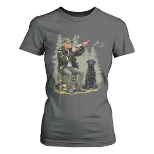 Trump Duck Hunting T Shirt For Women Camo Hunter With Black Labrador Retriever Hunting Season TS02 Dark Heather Print Your Wear