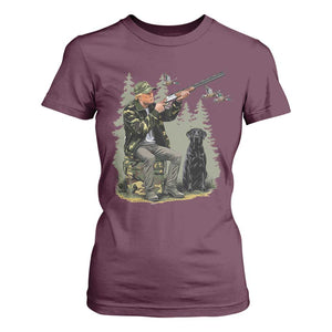 Trump Duck Hunting T Shirt For Women Camo Hunter With Black Labrador Retriever Hunting Season TS02 Maroon Print Your Wear