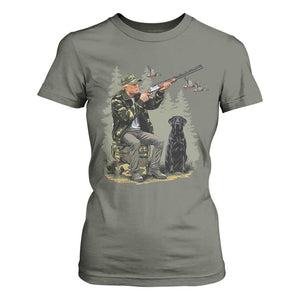 Trump Duck Hunting T Shirt For Women Camo Hunter With Black Labrador Retriever Hunting Season TS02 Military Green Print Your Wear