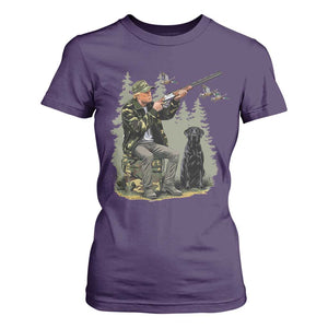 Trump Duck Hunting T Shirt For Women Camo Hunter With Black Labrador Retriever Hunting Season TS02 Purple Print Your Wear