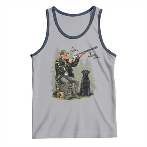 Trump Duck Hunting Tank Top Camo Hunter With Black Labrador Retriever Hunting Season TS02 Athletic Heather Navy Print Your Wear