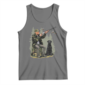 Trump Duck Hunting Tank Top Camo Hunter With Black Labrador Retriever Hunting Season TS02 Black Heather Print Your Wear