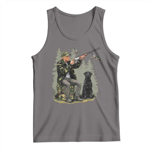 Trump Duck Hunting Tank Top Camo Hunter With Black Labrador Retriever Hunting Season TS02 Deep Heather Print Your Wear