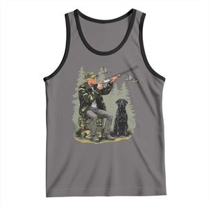 Trump Duck Hunting Tank Top Camo Hunter With Black Labrador Retriever Hunting Season TS02 Deep Heather Black Print Your Wear