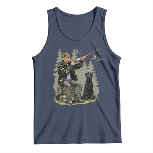 Trump Duck Hunting Tank Top Camo Hunter With Black Labrador Retriever Hunting Season TS02 Navy Print Your Wear