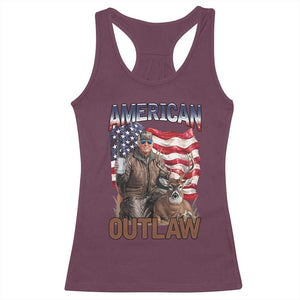 Trump Deer Hunting Racerback Tank Top Retro Hunter Beer Drinking American Flag TS02 Maroon Print Your Wear