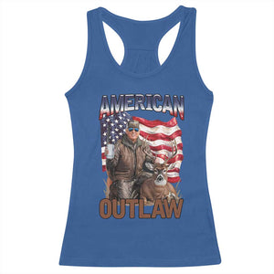 Trump Deer Hunting Racerback Tank Top Retro Hunter Beer Drinking American Flag TS02 Royal Blue Print Your Wear