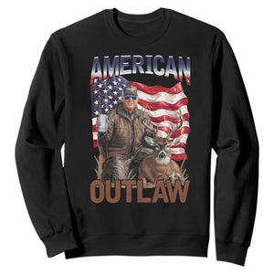 Trump Deer Hunting Sweatshirt Retro Hunter Beer Drinking American Flag TS02 Black Print Your Wear