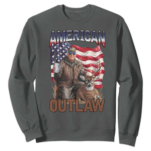 Trump Deer Hunting Sweatshirt Retro Hunter Beer Drinking American Flag TS02 Dark Heather Print Your Wear