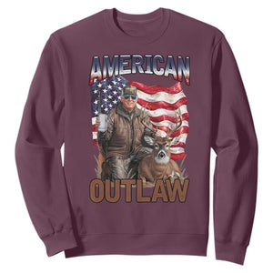 Trump Deer Hunting Sweatshirt Retro Hunter Beer Drinking American Flag TS02 Maroon Print Your Wear