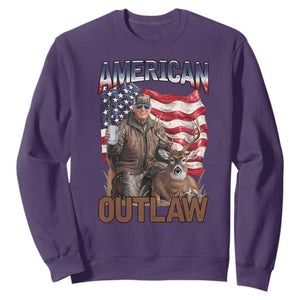 Trump Deer Hunting Sweatshirt Retro Hunter Beer Drinking American Flag TS02 Purple Print Your Wear