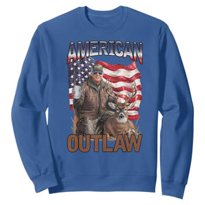 Trump Deer Hunting Sweatshirt Retro Hunter Beer Drinking American Flag TS02 Royal Blue Print Your Wear