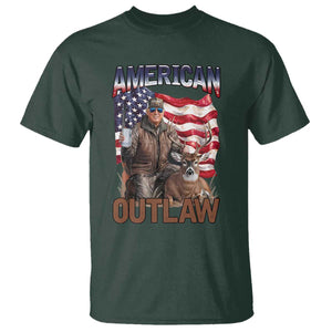 Trump Deer Hunting T Shirt Retro Hunter Beer Drinking American Flag TS02 Dark Forest Green Print Your Wear