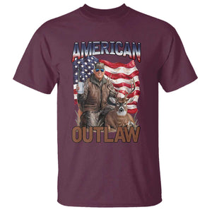 Trump Deer Hunting T Shirt Retro Hunter Beer Drinking American Flag TS02 Maroon Print Your Wear