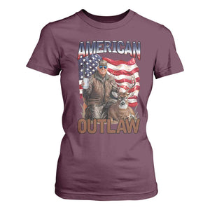 Trump Deer Hunting T Shirt For Women Retro Hunter Beer Drinking American Flag TS02 Maroon Print Your Wear