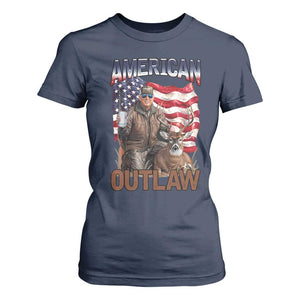 Trump Deer Hunting T Shirt For Women Retro Hunter Beer Drinking American Flag TS02 Navy Print Your Wear