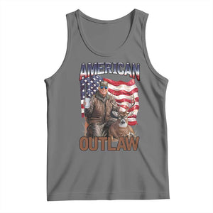 Trump Deer Hunting Tank Top Retro Hunter Beer Drinking American Flag TS02 Black Heather Print Your Wear