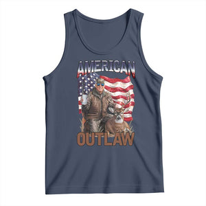 Trump Deer Hunting Tank Top Retro Hunter Beer Drinking American Flag TS02 Navy Print Your Wear