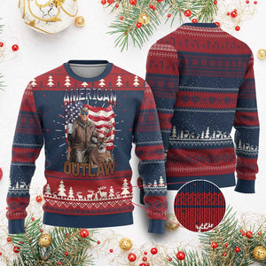 Trump Deer Hunting Knit Sweatshirt Retro Hunter Beer Drinking American Flag TS02 Burgundy Print Your Wear