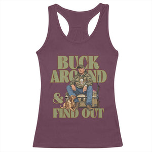 Trump Camo Hunting Racerback Tank Top Buck Around And Find Out TS02 Maroon Print Your Wear