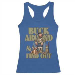 Trump Camo Hunting Racerback Tank Top Buck Around And Find Out TS02 Royal Blue Print Your Wear